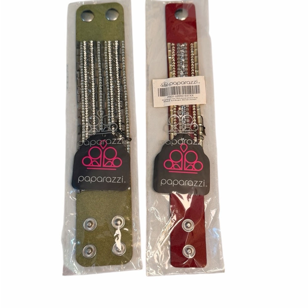 Paparazzi Olive and Burgundy Women's Snap Bracelet Set